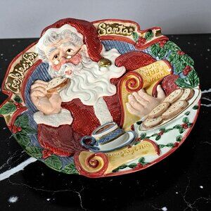 RARE Fitz & Floyd Santa's List Christmas Cookie For Santa Plate 10"